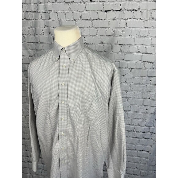 Gold Label Roundtree & Yorke Men’s 16 1/2-35 Button Down Dress Shirt Gray,White - Picture 4 of 9